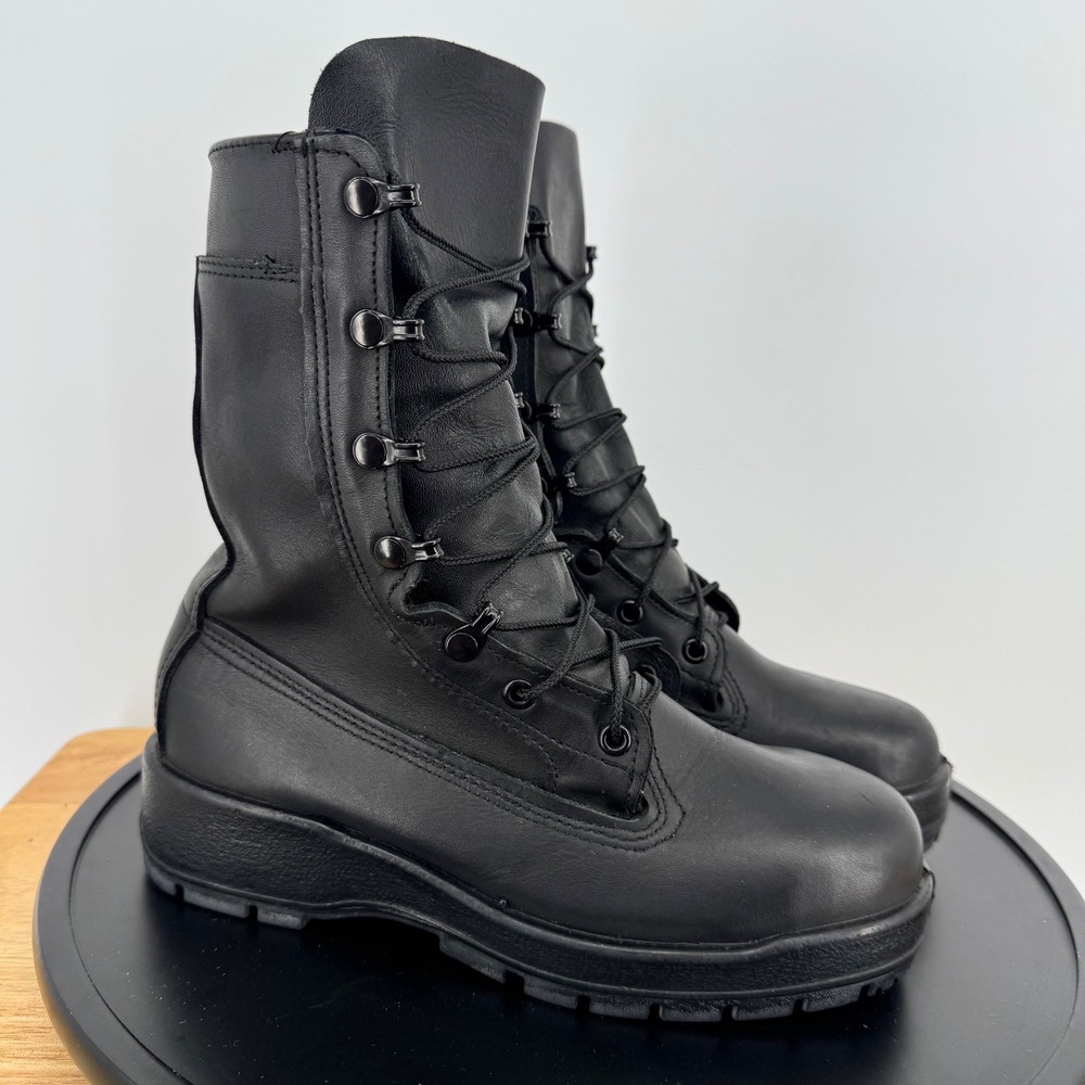 Belleville Military Tactical Black Leather Steel Toe Combat Boots Vibram 7.5W